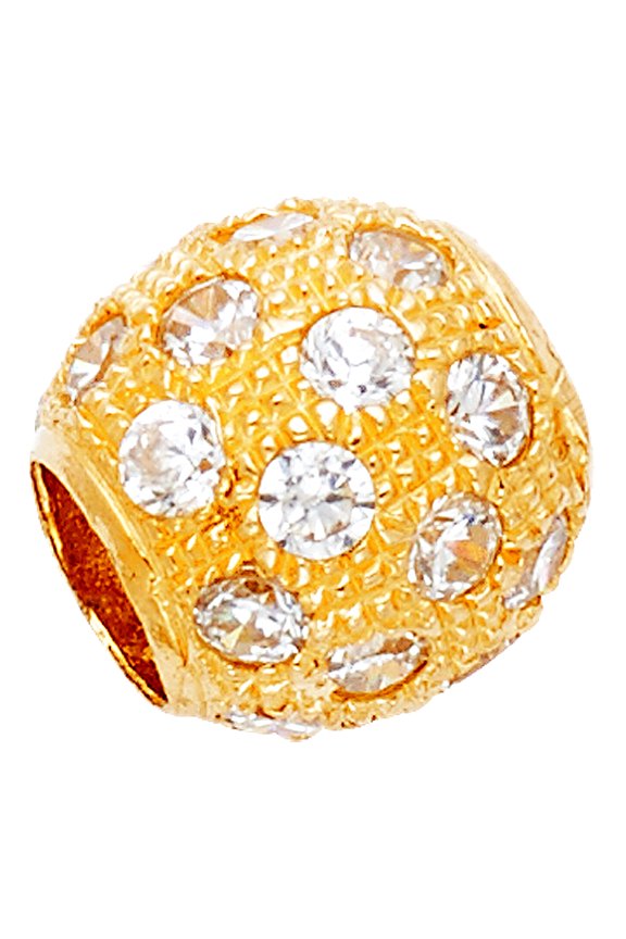 14k Yellow Gold Cubic Zirconia Sphere Pendant Necklace 10x10mm Pendant for Women - 2.6 Grams