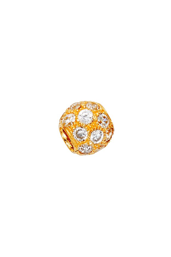 14k Yellow Gold Cubic Zirconia Sphere Pendant Necklace 8x8mm Pendant for Women - 1.6 Grams
