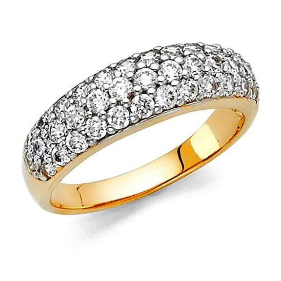 14k Yellow Gold Cubic Zirconia Wedding Band Ring Size 7 Wedding Band for Women and Men - 3.4 Grams