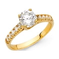 thumbnail image 1 of 14k Yellow Gold CZ Engagement Ring Anniversary Round Solitaire CZ Bridal Side Stones Band Women Size 8.5, 1 of 1