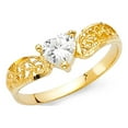 thumbnail image 1 of 14k Yellow Gold CZ Heart Ring Love Band Curve Promise Ring Fashion Stylish Polished Fancy Size 7, 1 of 1
