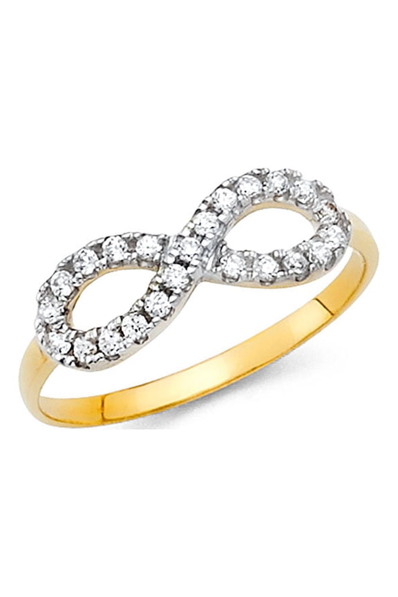 14k Yellow Gold CZ Infinity Ring Love Band Promise Ring Right Hand Stylish Polished Finish Size 5