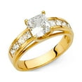 thumbnail image 1 of 14k Yellow Gold CZ Princess Solitaire Engagement Ring Anniversary Band Channel Set Side Stones Size 5.5, 1 of 1