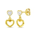 thumbnail image 1 of 14k Yellow Gold CZ Sweet Heart Dangle Stud Earrings for Young Girls and Preteens, 1 of 6