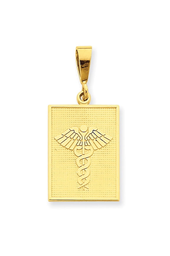 14k Yellow Gold Caduceus Charm Pendant