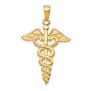 14k Yellow Gold Caduceus Pendant Charm