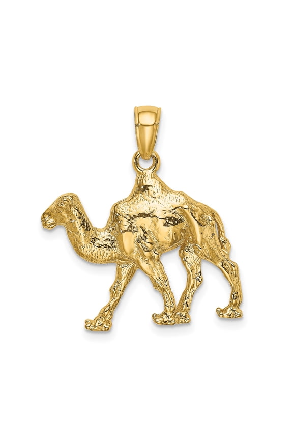 14k Yellow Gold Camel Pendant for Men and Women, Desert Animal Necklace Symbolizing Endurance, Spiritual Middle Eastern Jewelry, Unisex Cultural Heritage Charm