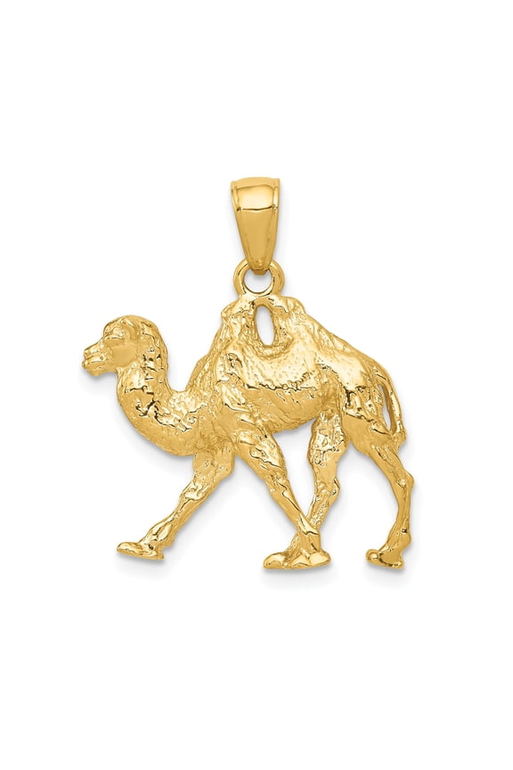 14k Yellow Gold Camel Pendant for Men or Women, Dromedary Jewelry Symbolizing Endurance, Travel, Faith, Spiritual Desert Heritage, Middle Eastern Nomadic Cultural Necklace Charm
