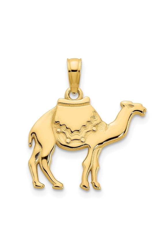 14k Yellow Gold Camel Pendant for Women or Unisex Wear, Desert Caravan Symbol, Middle Eastern Style, Spiritual Ethnic Jewelry, Travel Meaning, Cultural Heritage, Endurance Journey Charm