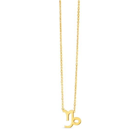 14k Yellow Gold Capricorn Necklace With Spring-ring Clasp Jump-ring At 16 Inch .9mm Chain-width 18 Inch Chain Necklace f