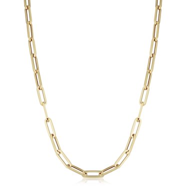 Italian 14k Yellow Gold Hollow Paper Clip Chain Necklace – 18 Inch, 3.2mm, 3.3 Grams – Direct Source Gold & Diamond