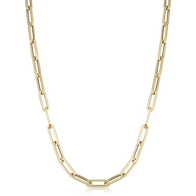 Italian 14k Yellow Gold Hollow Paper Clip Chain Necklace – 18 Inch, 3.2mm, 3.3 Grams – Direct Source Gold & Diamond