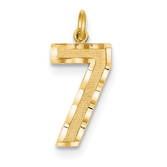 14k Yellow Gold Casted Large Diamond-cut Number 7 Charm