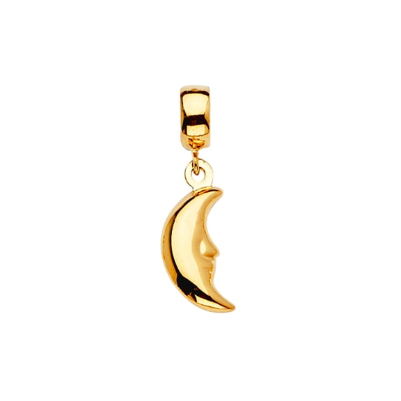14k Yellow Gold Celestial Moon Charm For Mix and Match Bracelet 5x22mm Charm Bracelet - .9 Grams