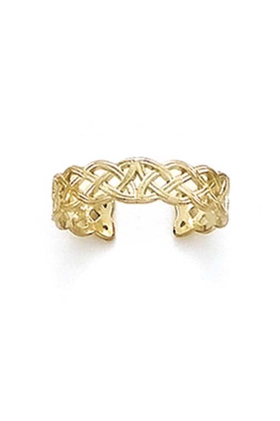 14k Yellow Gold Celtic Band Adjustable Toe Ring - .9 Grams