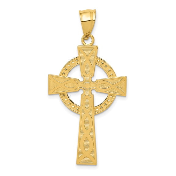 14k Yellow Gold Celtic Iona High Cross Pendant Necklace for Men and Women with Knot Design Spiritual Religious Jewelry for Everyday Wear and Special Occasions