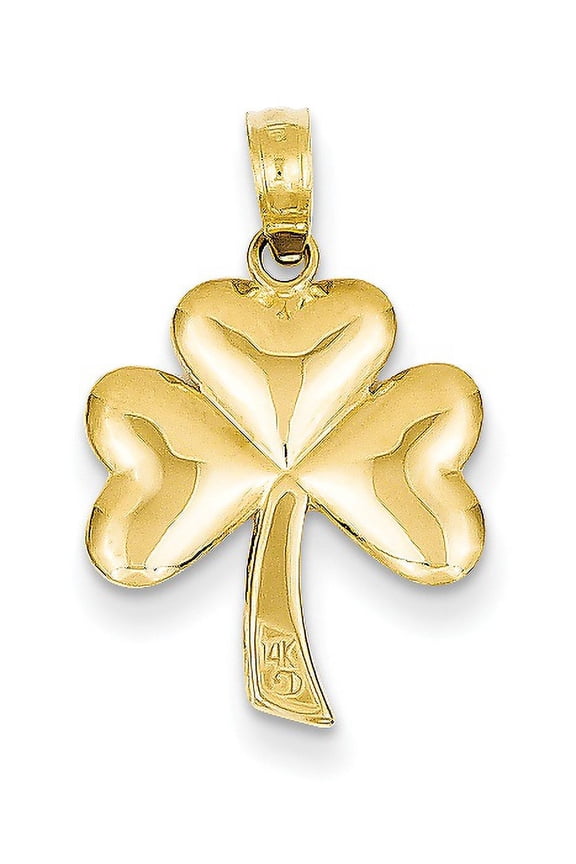 14k Yellow Gold Celtic Shamrock Clover 3D Pendant Charm