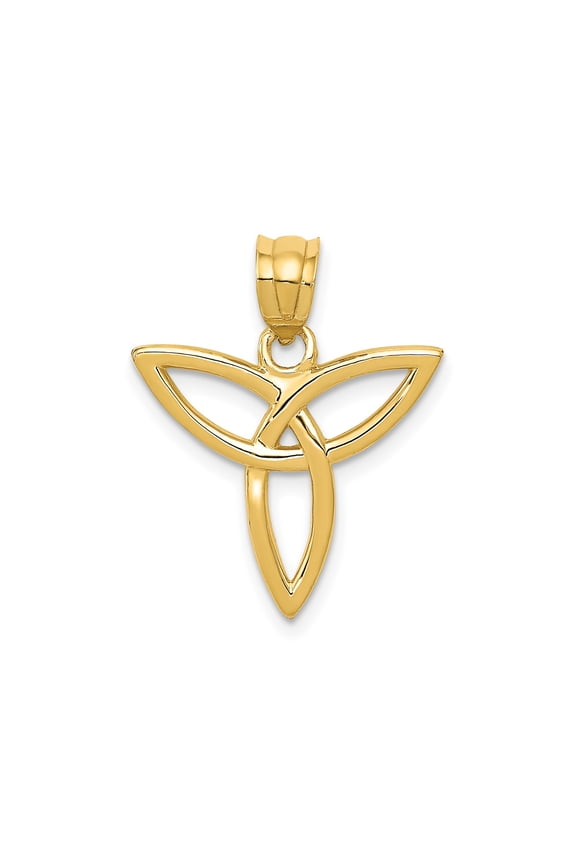 14k Yellow Gold Celtic Trinity Knot Pendant for Women or Unisex, Irish Symbolic Jewelry with Eternal Unity and Spiritual Design