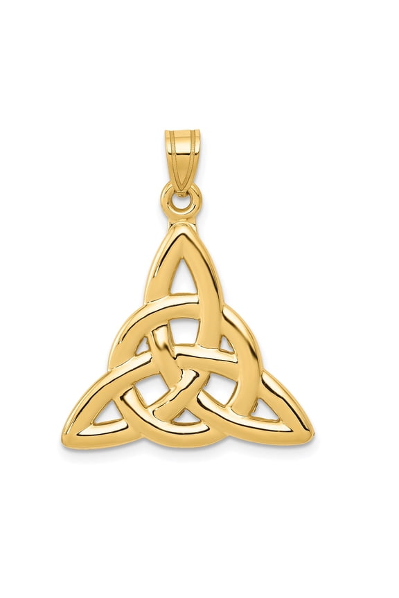 14k Yellow Gold Celtic Triquetra Knot Pendant Necklace for Women and Unisex, Spiritual Unity Symbol, Interwoven Trinity Design, Eternity Jewelry, Celtic Heritage Charm