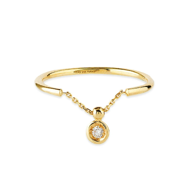 14k Yellow Gold Chain Diamond Charm Ring .03 CTW 14k Yellow Gold Chain Diamond Charm Ring .03 CTW