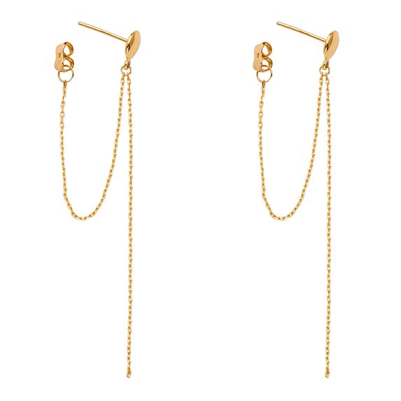 14k Yellow Gold Chain Hanging Earrings , (68mm X 3mm)