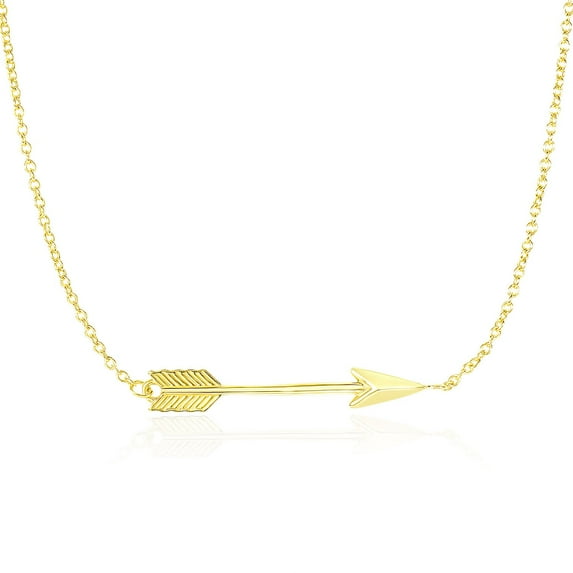 14k Yellow Gold Chain Necklace with Horizontal Arrow Pendant 18 in