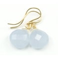 thumbnail image 1 of 14k Yellow Gold Chalcedony Earrings Grey Blue Faceted Heart Shaped Teardrop Dangles Designed for Adult Women, 1 of 4