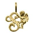 thumbnail image 1 of 14k Yellow Gold Cherub and Cursive Initial Letter 'S' Pendant, 1 of 2