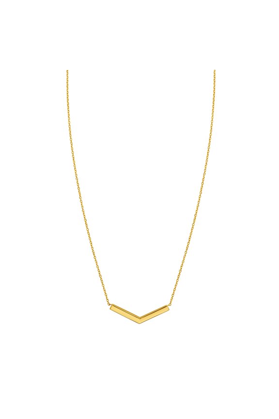 14k Yellow Gold Chevron Necklacece With Spring-ring Clasp and Jump-ring At 16.5 Inch 18 Inch Pendant Necklace for Women