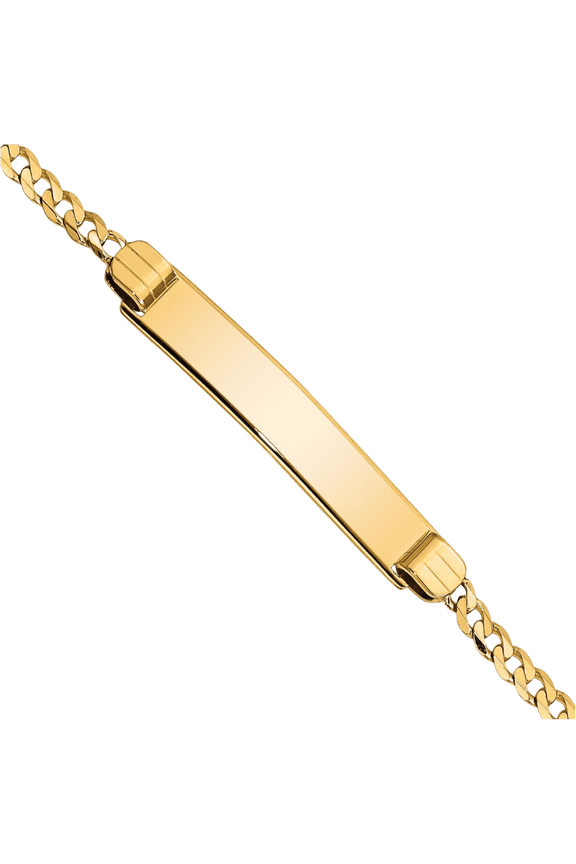 14K Solid Yellow Gold Curb Link Name Bar Identification ID Bracelet