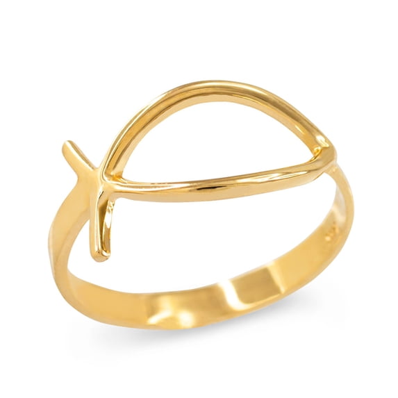 14k Yellow Gold Christian Ichthus Ring (Size 5.75) - Walmart.com