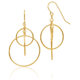 thumbnail image 1 of 14K Solid Yellow Gold Circle Round Drop Dangle Earrings, 1 of 10