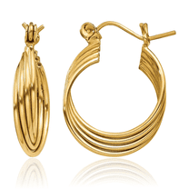 14K Solid Yellow Gold Circle Round Medium Hoop Earrings