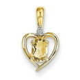 thumbnail image 1 of 14k Yellow Gold Citrine and Diamond Heart Pendant Charm, 1 of 3