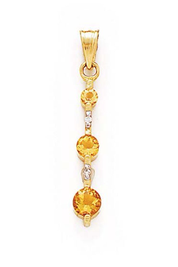 14k Yellow Gold Citrine and Diamond Pendant - .02 dwt