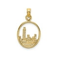 thumbnail image 1 of 14K Yellow Gold Chicago Skyline Circle Charm Pendant, Polished, 15.4 mm, 1 of 6