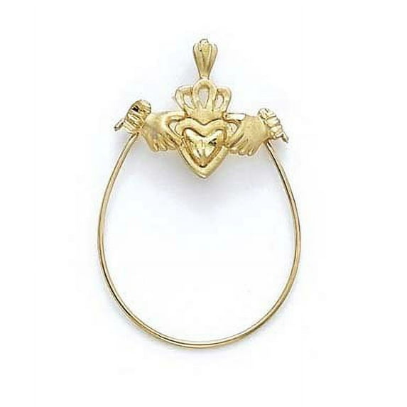 14k Yellow Gold Claddagh Charm Holder Pendant - 1.4 Grams