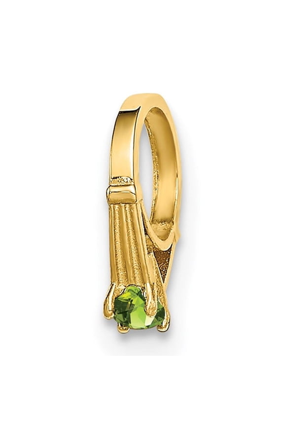 14k Yellow Gold Claddagh Pendant with Green Stone for Women, Irish Celtic Heart Crown Necklace Charm, Symbol of Love, Loyalty, and Friendship