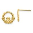 thumbnail image 1 of 14k Yellow Gold Claddagh Post Earrings - 1.6 Grams - Measures 13x13mm, 1 of 2