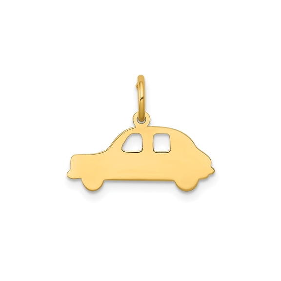 14k Yellow Gold Classic Car Pendant Charm, Polished Cutout Vehicle Silhouette