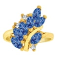 thumbnail image 1 of 14k Yellow Gold, Classic Leaf Cluster Ring Blue CZ Sep Synthetic Birthstones Size 5.5, 1 of 3