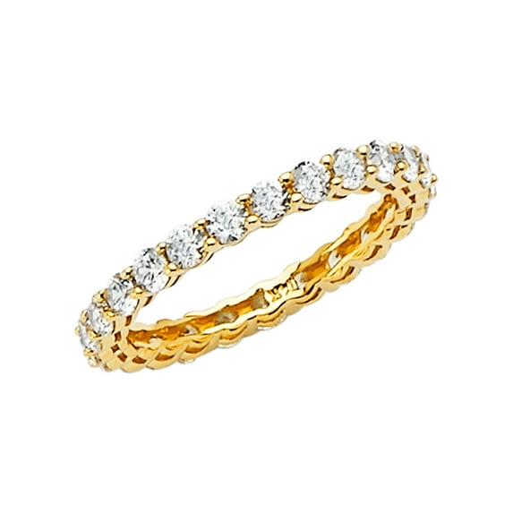 14k Yellow Gold Clear CZ Eternity Thin Dainty Wedding Ring Love Size 5