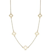 KoolJewelry 14k Yellow Gold Clover Flower Station Necklace 7.9 mm, 18 inch