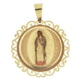 thumbnail image 1 of 14k Yellow Gold, Color Image Over Gold Virgin Mary Religious Pendant Round Charm 18mm NO Necklace, 1 of 9