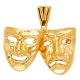 thumbnail image 1 of 14k Yellow Gold Comedy Tragedy Masks Pendant Faces Happy Sad Theatre Charm Jewelry Female Unisex, 1 of 3