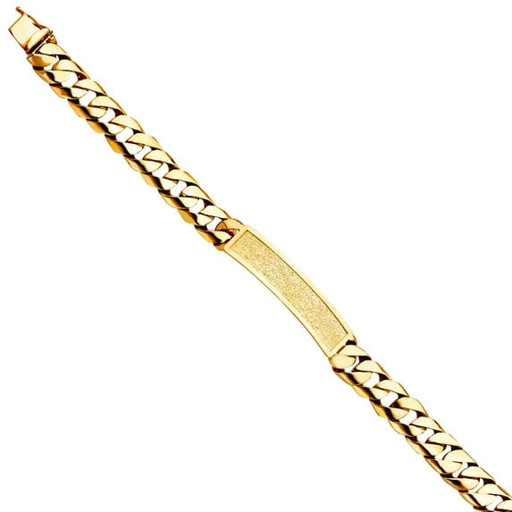 14k Yellow Gold Comfort Curb Link Framed ID Bracelet Identification Bracelet for Women - 35.5 Grams