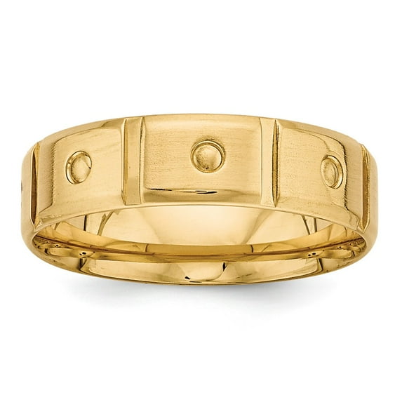 14k Yellow Gold Comfort Fit Unique Wedding Band Ring Size 13.5