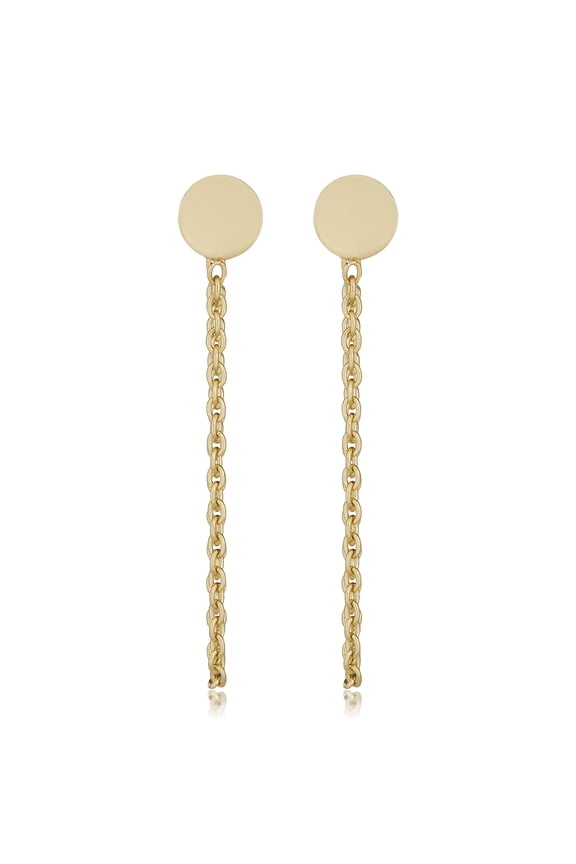 KoolJewelry 14k Yellow Gold Concave Disc Drape Earrings