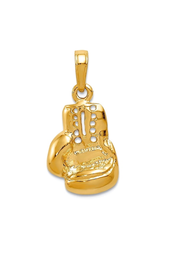 14k Yellow Gold Concave Textured Polished Large Boxing Glove Charm 21.85x12mm Wide Pendant Necklace for Women