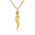 thumbnail image 1 of 14K Solid Yellow Gold Cornicello Italian Horn Necklace Lucky Protection Amulet Pendant Chilli Pepper Charm, 1 of 8